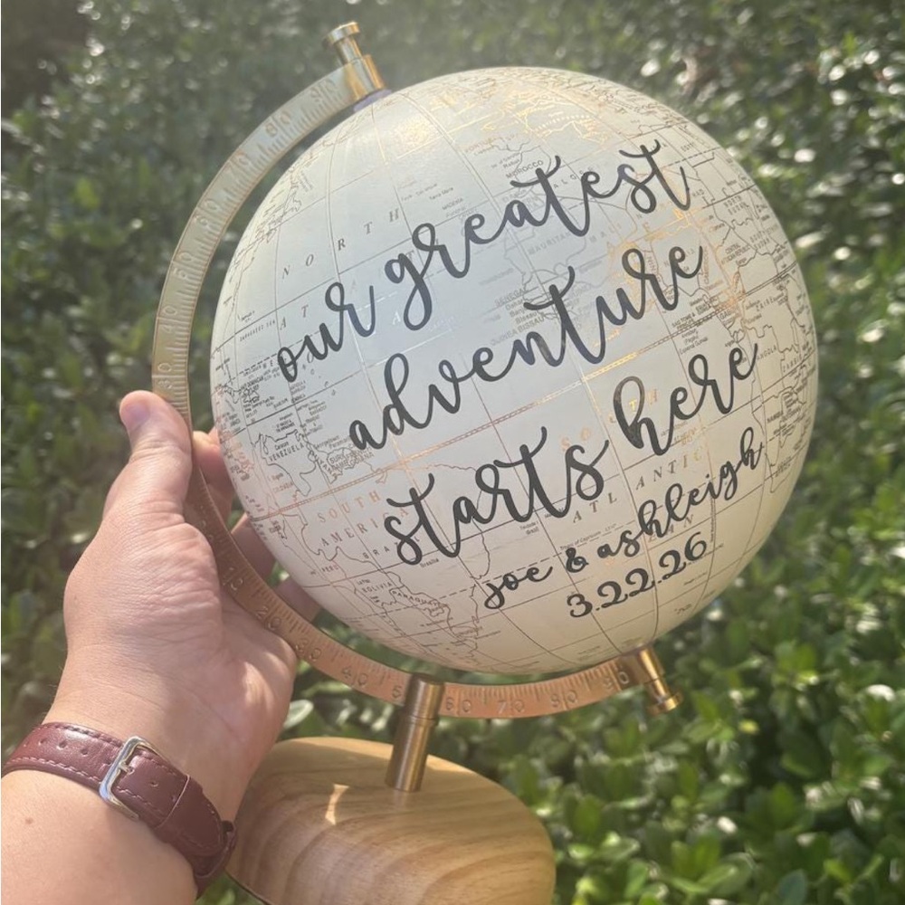 Customize globe for guestbook wedding sign